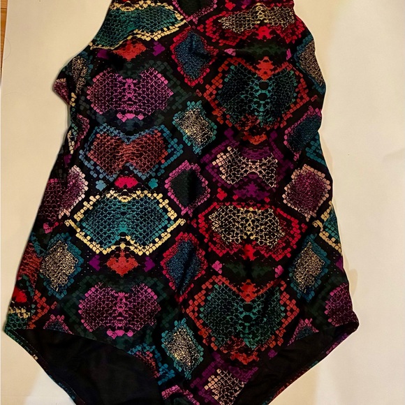 Torrid multicolor snake skin Women's One Piece Swimsuit high neck open back - Picture 4 of 4